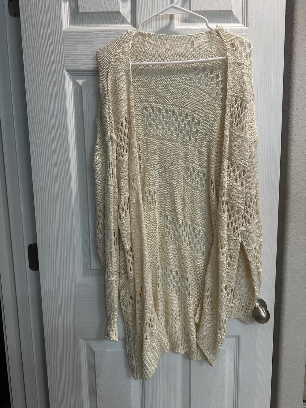 Lightweight Cream Open-Knit Women's Cardigan Sweater